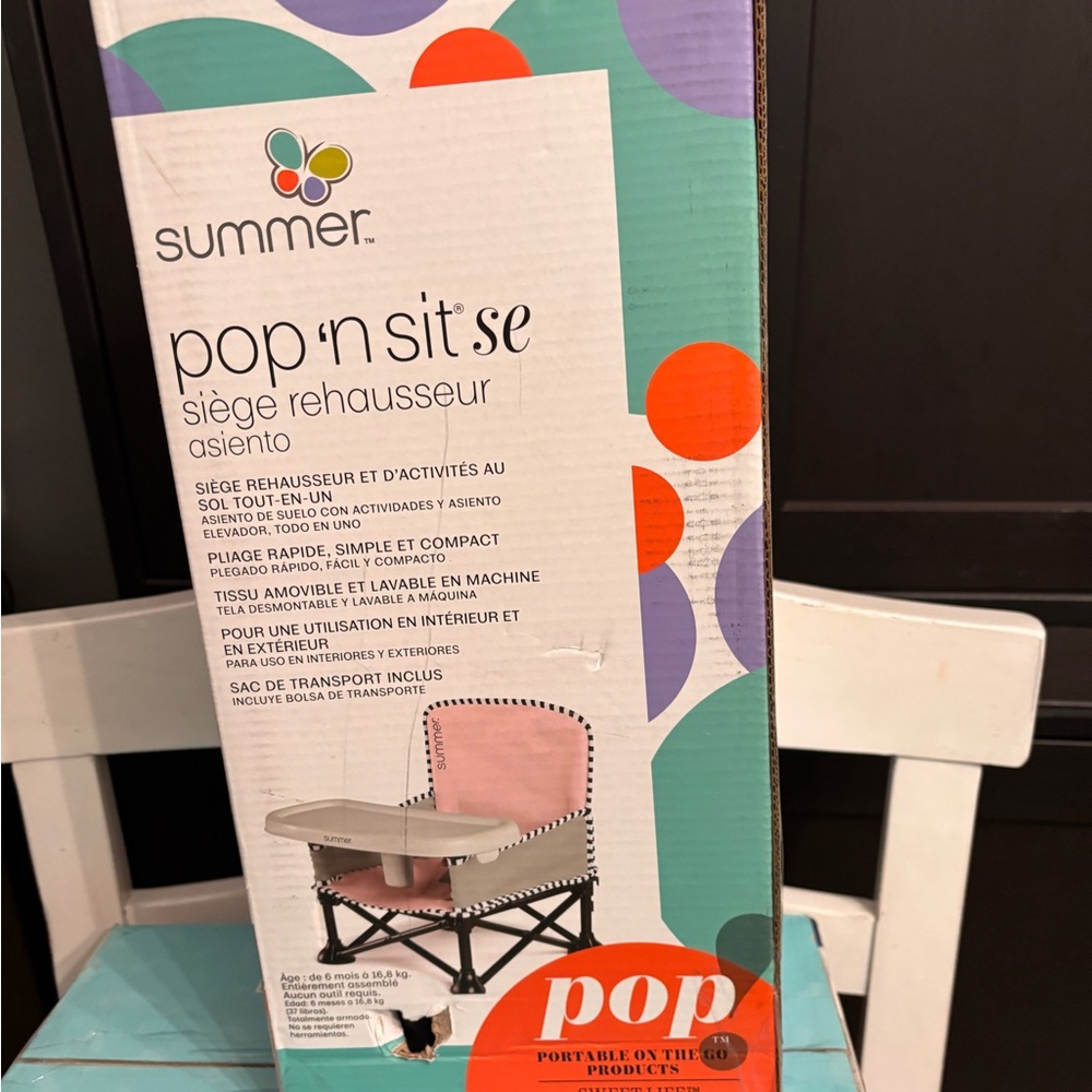 Pop 'n Sit Portable Booster Seat - Pink and Gray